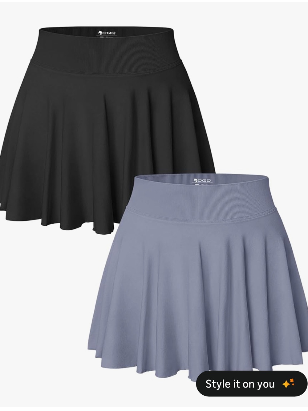 OQQ Athletic Skort Duo — Black & Grey Women’s Skort NEW!